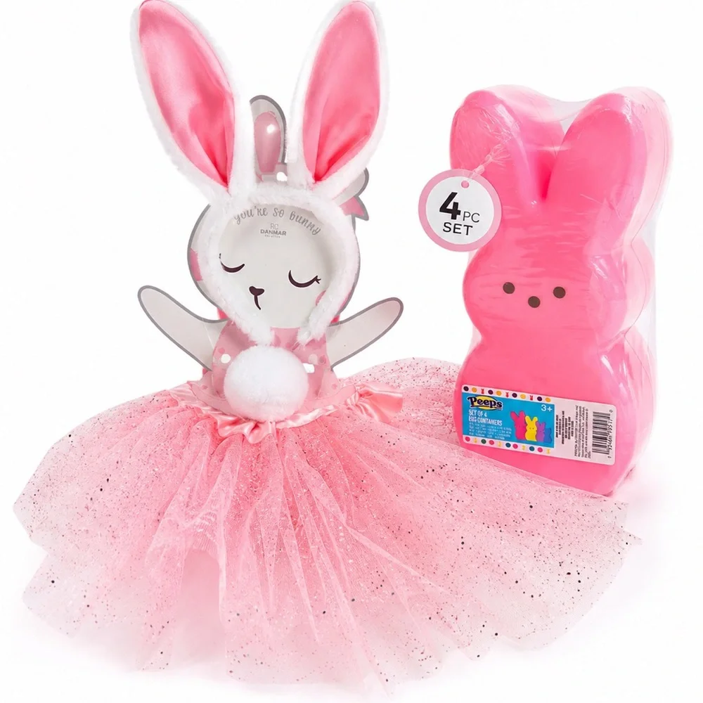 Peeps Pink Bunny Costume Set w/ Tutu, Bunny Ears & 4 Bunny Containers